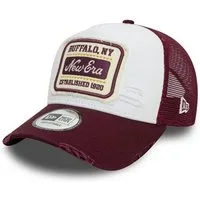 New Era Baseball Cap NE Patch Distressed Weiß Weinrot Verstellbare A-Frame Trucker Cap New (1-St)
