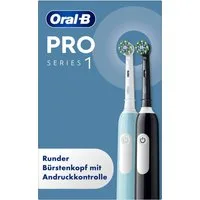 Oral-B Elektrische Zahnbürste PRO Series 1 Doppelpack, Aufsteckbürsten: 2 St., Drucksensor