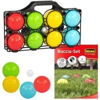 Idena Spiel Idena 40409 - Boccia Spiel mit 8 farbigen Kugeln, Zielkugel und Tragek
