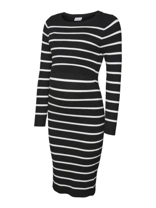 MAMALICIOUS - MLNEWSIV JUNE LS UK KNIT DRESS 2F A NOOS Black - Gr. - S