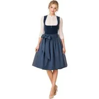 dressforfun Dirndl Mini-Dirndl in Dunkelblau, tailliertes Cord-Mieder mit (Trachtenkleid Carina, in blau) Versteckte Taschen, Rechteckausschnitt, blaue Schürze, breite Schleife