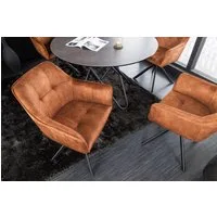 riess-ambiente Esszimmerstuhl LOFT rost braun/schwarz – Samt, drehbar, Metall-Füße, mit Armlehne (Einzelartikel, 1 St), mit 180° Drehfunktion und Autoreturn – ideal für Dein Esszimmer