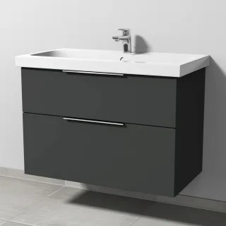 Sanipa 3way Waschtischunterbau zu Geberit iCon Light Waschtisch mit 2 Auszügen, Graphit-Matt UP5751B