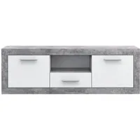 PREISBRECHER Lowboard BACCIO, 2 Türen, 1 Schub, Betonoptik Lichtgrau / Weiß - 147,7x49,8x41cm BxHxT