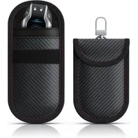 Aplic Schlüsseltasche RFID Blocker, Keyless, Faraday Tasche, 2er Set, NFC, Autoschlüssel (2-tlg), Carbonfaser, Karabiner, Klettverschluss, kompakt, Kreditkarten Schutz