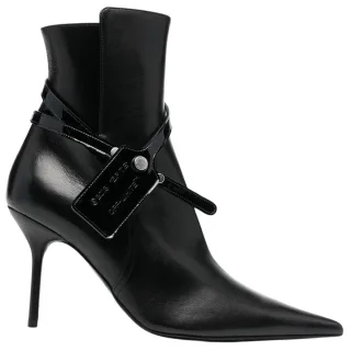 Off-White Nappa-Kalbsstiefel mit Reissverschluss in Schwarz