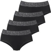 LASCANA Taillenslip (4er Pack) aus elastischer Baumwolle mit Leo-Spitze am Bund