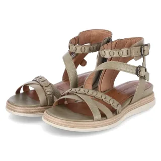 Tamaris Sandalen - Gr. 38 - Grün - Leder und Synthetik