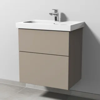 Sanipa 3way Waschtischunterbau zu Geberit iCon Light Waschtisch mit 2 Auszügen, Sandgrau-Matt SF57167