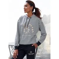H.I.S Kapuzenpullover im Streifenlook mit großen Print, Loungewear