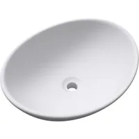 doporro Waschbecken Aufsatzwaschbecken Keramik Waschschale Oval 42x34x14.5cm Brüssel205, mit Nano-Beschichtung, ohne Hahnloch und Überlauf