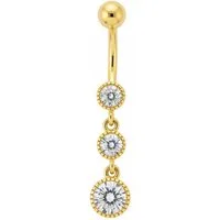 Karisma Schmuck Bauchnabelpiercing Nabelstecker 18K Gold Anhänger – Banane, mit 3 funkelnden Zirkonia-Steinen