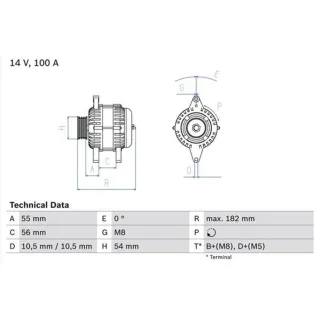 Bosch Lichtmaschine 100A Opel 0986042740