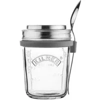 KILNER Vorratsglas, Edelstahl, Glas, (1-tlg), für Jogurth, Quark, inkl. Edelstahllöffel, 350 ml