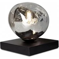 Licht-Erlebnisse Tischleuchte CLONLINA, ohne Leuchtmittel, Glas Silber verspiegelt E14 17,5 cm Lavaglas Nachttisch Schlafzimmer