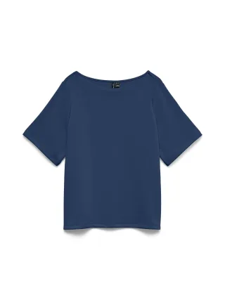 VERO MODA - VMELLA 2/4 BOAT-NECK TOP JRS Navy Peony - Gr. - L