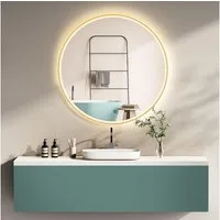 HOKO Badspiegel mit Beleuchtung, Led-Lichtspiegel rund 60cm / 80cm (Warmweiß - Kaltweiß - Neutral. Licht mit Touch Schalter und mit Wandschalter einschaltbar. Memory-Funktion.IP44, 5mm HD Glass), LED Wandspiegel, Badezimmerspiegel, Rund Spiegel