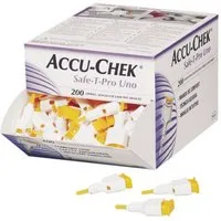 Roche Stechhilfe Accu-Chek Safe-T-Pro Uno, Spar-Set, Stechhilfe für Diabetiker, hygienische und schmerzfreie Blutentnahme, (200 St), sterile Einmal-Stechhilfe für Blutzuckermessung