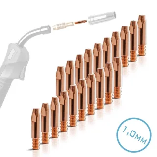 STAHLWERK Stromdüsen/ Kontaktdüsen, 4687, M6x28 in 1,0 mm, MIG MAG Verschleißteile Set, 20er Set