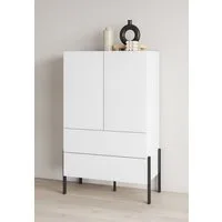 OTTO home Wäscheschrank Jukon, moderner griffloser Kleiderschrank, Metallfüsse, Made in Europe (90x150x50, ideal für kleine Räume oder Nischen) Mehrzweckschrank,2 Schubladen, 2 Türen, FSC-zertifiziert