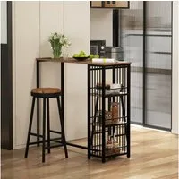 HOMCOM Bartisch Küchentisch, Tisch für 2 Personen (Tresentisch, 1-St., Stehtisch), Küche, Braun, 120 x 40 x 105 cm