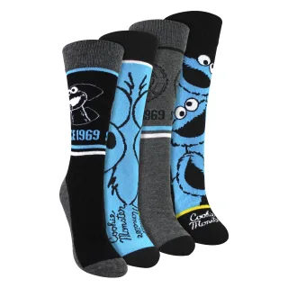 4 Paar Herren Baumwolle Spaß-Socken - Cookie Monster Muster Bequeme Socken