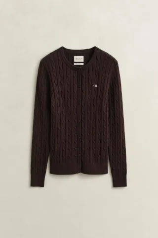 GANT - Strickjacke mit Zopfmuster deep brown - Gr. - M