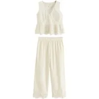 LAURA ASHLEY Pyjama Laura Ashley Schlafanzug mit Stickerei (2 tlg)