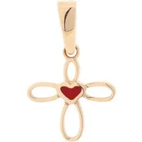 Golders Kreuzanhänger aus 585 Rotgold mit roten Zirkonia Herzchen (1-tlg., Anhänger), Schmuck Damen Geschenk Kreuz