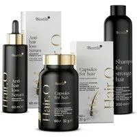 Biostile Haarausfall Set mit Shampoo Serum und Kapseln für Haare Set, 3 er 292 g, Mit Baicapil, Biotin und Koffein, 3-teiliges Set