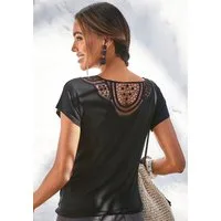 Vivance by Lascana Kurzarmshirt mit sommerlicher Häkelspitze am Rücken aus luftigem Viskose-Stretch