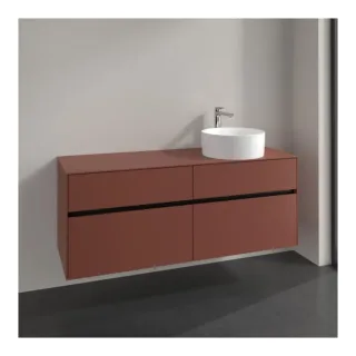 Villeroy und Boch Collaro Waschtischunterschrank C047B0AH 140x54,8x50cm, Waschtisch rechts, LED-Beleuchtung 10,4W, wine red