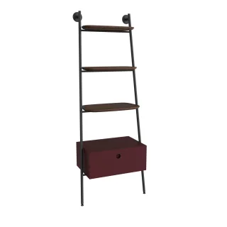 VitrA Plural Regalleiter mit 3 Echtholz-Ablagen und Schubladen-Modul 59 x 35 x 159 cm Matt,80496 80496