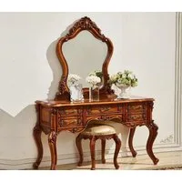 JVmoebel Schminktisch JVMoebel Schminktisch mit Hocker im eleganten Retro-Stil (2-St)