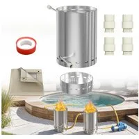 FIVMEN Pool-Wärmepumpe Poolheizung Feuertonne Edelstahl Brennholz mit Feuer Ø 30 x 45 cm (1 tlg), Schwimmbadheizung mit 32/38mm Anschlüsse 14m Eingebaute Spiralerohr
