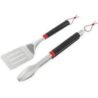 Grillbesteck, 2-teilig edelstahl/schwarz, Wender und Grillzange