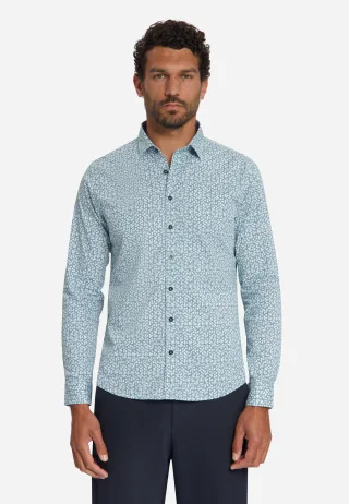 No Excess - Shirt Stretch Allover Printed dusty blue - Gr. - L