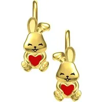 Limana Paar Ohrhänger Creolen Ohrringe 925 Silber gold Hase Herz Mädchen Kinder (inkl. Schmuckbox), Schmuck Geschenk Einschulung Ostern Weihnachten Geburtstag Nikolaus