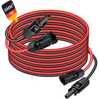 Rhein Beleuchtung Solarmodul Solarkabel, Verlängerungskabel mit Solarstecker (rot/schwarz, 6 mm), 0 W, Hochreiner Kupferkern und PPE-Material, (Set, 1-St., Geeignet für den Innen- und Außenbereich), IP67 wasserdicht, alterungsbeständig, für Solarmodu
