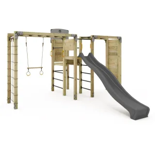 Klettergerüst FIT Cross 1085 mit Hangelleiter und Schaukeln - Massivholz Outdoor Kletterturm für aktives Training im Garten - Spielspaß für alle Wickey