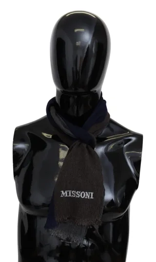 Missoni Echarpe unisexe à franges en laine rayée multicolore pour hommes