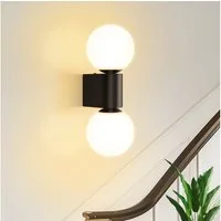 ZMH Wandleuchte G9 Innen Flurlampe Schwarz-Weiß Wandbeleuchtung Glaskugel Wohnzimmer, Einfache Installation, ohne Leuchtmittel, 2 verschiedene Montageausrichtungen Nachtlicht für Treppe