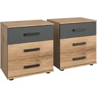 Wimex Nachttisch Stockholm, Nachtkommode 52cm breit, Made in Germany, Industrial Look, 2 Höhen zur Auswahl, einzeln oder im 2er Set