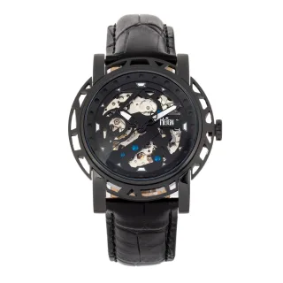 Reign Stavros Automatik-Skelett-Lederarmbanduhr