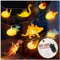 COZY HOME LED-Lichterkette Dino Lichterkette Batterie und Stecker -, 12 LED Figures I Warmweißes LED-Licht I Dino Design I EU-Konformität