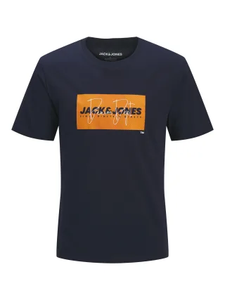 JACK&JONES - JJCOLE PRINT TEE SS CREW NECK JNR Navy Blazer - Gr. - 176