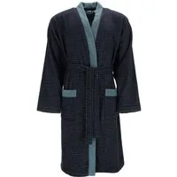 Esprit Herrenbademantel Double Stripe, ideal für Sauna & Spa, Hotelbademantel, Morgenmantel, Langform, Webfrottier, Kimono-Kragen, Gürtel, Doubleface Kimonomantel