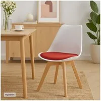 HTI-Living Esszimmerstuhl Esszimmerstuhl Samt Atlanta Weiß/Rot (Stück, 1 St), Küchenstuhl Kunststoffschale mit Samtsitzkissen
