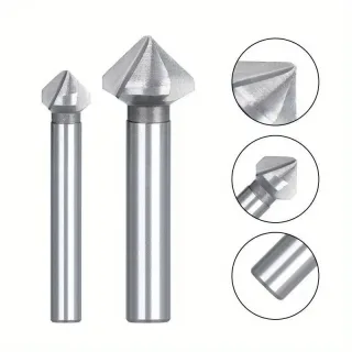 6pcs 90 Degree 3 Flute Chamfering End Mill Cutter Drill Bit HSS Chamfer Countersink Bits Set