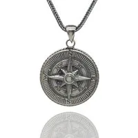 NAHLE Kette mit Anhänger Herren Damen Silber Panzerkette Kompass 925 Silber Halskette Maritim (2-tlg., inkl. Schmuckbox), 925 Silber Kompass - Made in Germany